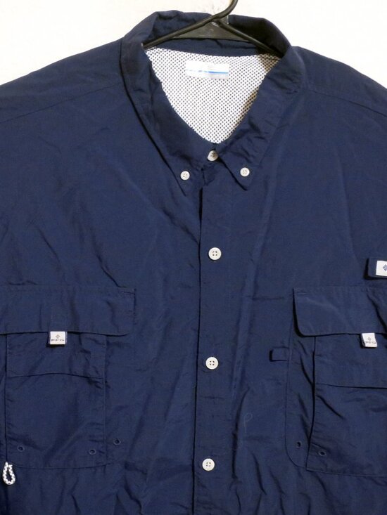 Columbia Shirt Mens 4XT Long Sleeve Button PFG Omni Shade Vented Fishing Blue - Picture 2 of 9